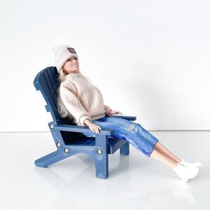 Miniature Adirondack Chair Navy Blue For 12” Barbie Integrity Fashion Dolls 1:6